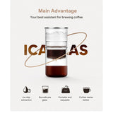 iCafilas Portable Cold Brew Coffee Maker 300ml with Borosilicate Glass Dripper & Stainless Steel Filter