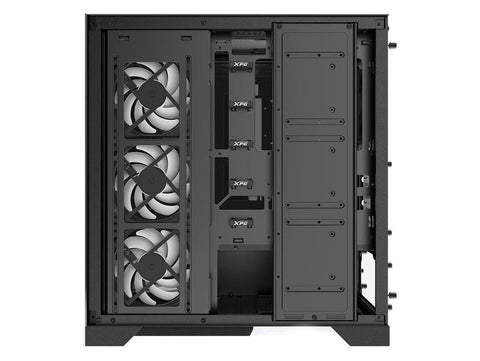 XPG Battlecruiser Super Mid-Tower PC Chassis Gaming PC Case 4 tempered-glass panels, 4 ARGB fans - Black