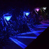 Pack of 4 LED Color Changing Solar Power Diamond Shaped Garden light