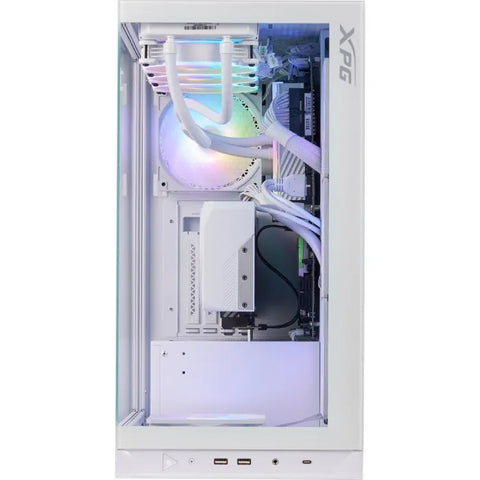 XPG INVADER X - Tempered Glass Panels ATX Mid Tower with 5 ARGB Fans Vertical graphics card - Support Top 360 cooler