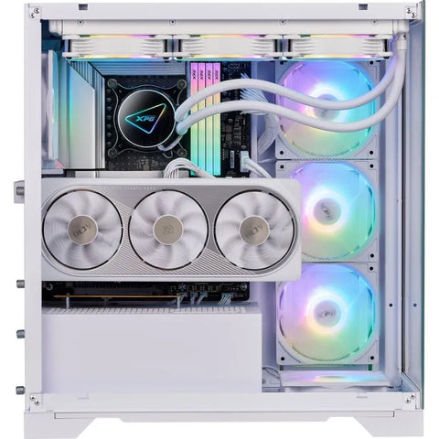 XPG INVADER X - Tempered Glass Panels ATX Mid Tower with 5 ARGB Fans Vertical graphics card - Support Top 360 cooler