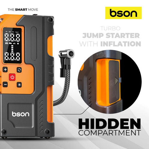 BSON Turbo Jump Starter with Air Inflator - 6-in-1 Emergency Kit