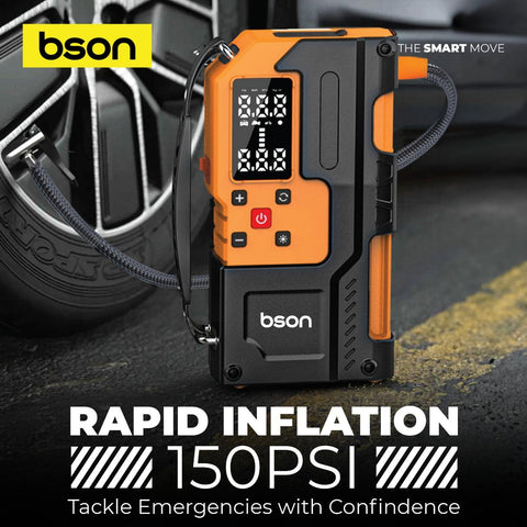 BSON Turbo Jump Starter with Air Inflator - 6-in-1 Emergency Kit