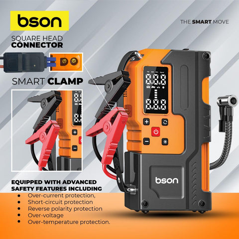 BSON Turbo Jump Starter with Air Inflator - 6-in-1 Emergency Kit