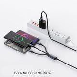 WiWU Titanlink 66W 3-in-1 Charging Cable 1.2m – USB-A to Type-C, Micro & Lightning