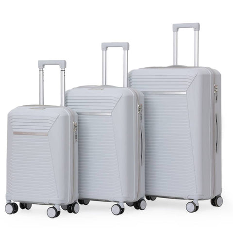 American Luggage ABS Trolley Hard Luggage Set of 3 (20,24,28 Inch) - Light Grey