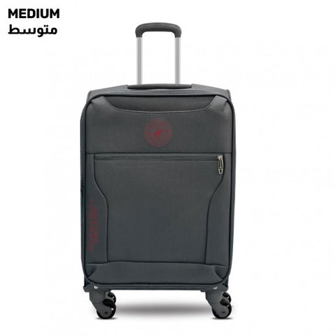 POLO Hunter Soft expandable TSA lock Medium 4 Wheels Gray 67CM بولو هنتر قماش نايلون حجم متوسط لون رصاصي