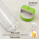 Borosil Borosilicate Glass Water Bottle with Leakproof Airtight Lid, Fridge Safe Wide Mouth Clear Bottle