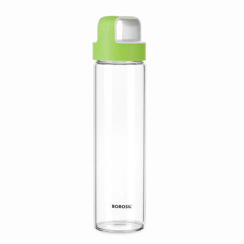Borosil Borosilicate Glass Water Bottle with Leakproof Airtight Lid, Fridge Safe Wide Mouth Clear Bottle