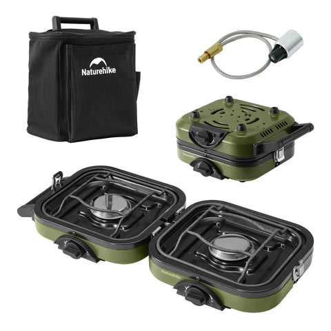 Naturehike Double Burner Folding Gas Stove - Army Green