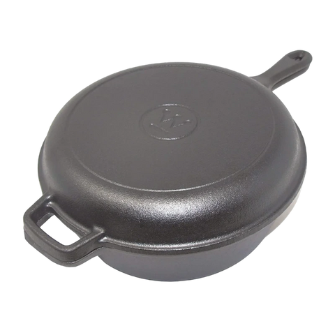 Westinghouse 3-Quart Pre-Seasoned Cast Iron Dutch Oven with 10.25-Inch Skillet Lid – Black