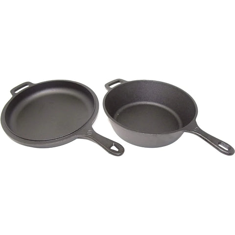 Westinghouse 3-Quart Pre-Seasoned Cast Iron Dutch Oven with 10.25-Inch Skillet Lid – Black