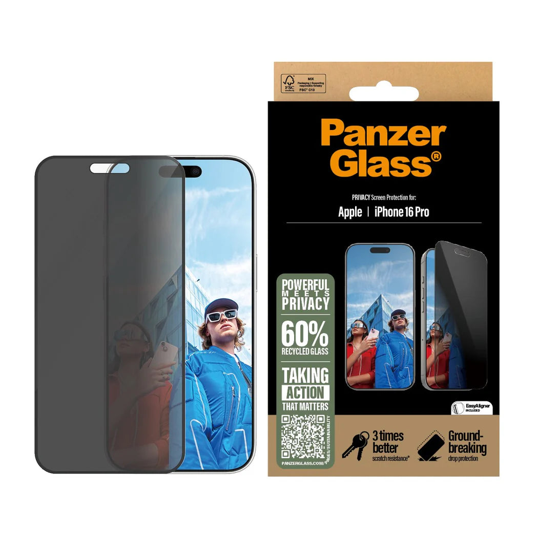 PanzerGlass® P2862, Privacy Screen Protector Privacy iPhone 16 Pro | Ultra-Wide Fit PanzerGlass® P2862, Privacy Screen Protector Privacy iPhone 16 Pro | Ultra-Wide Fit