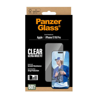 PanzerGlass Screen Protector iPhone 17, 17 Pro, 17 Air, 17 Pro Max | Ultra- Wide Fit w. EasyAligner