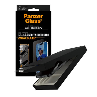 PanzerGlass Screen Protector iPhone 17, 17 Pro, 17 Air, 17 Pro Max | Ultra-Wide Fit w. Fastfit in-a-box