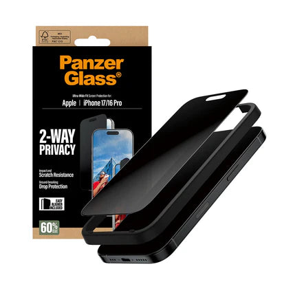 PanzerGlass 2-Way Privacy Screen Protector iPhone 17, 17 Pro, 17 Air, 17 Pro Max | Ultra- Wide Fit w. EasyAligner