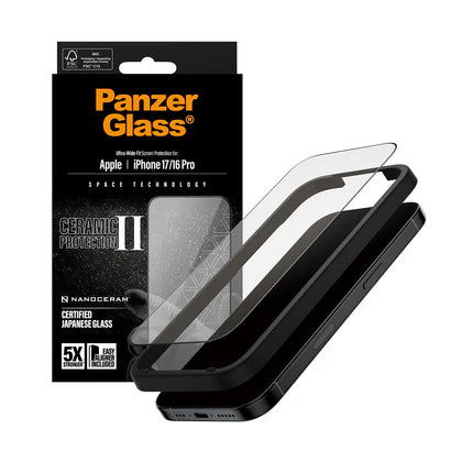 PanzerGlass Ceramic II Screen Protector iPhone 17, 17 Pro, 17 Air, 17 Pro Max | Ultra- Wide Fit w. EasyAligner