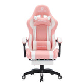 Oartex Model LD034 PVC Gaming Chair With Footrest - Pink & White