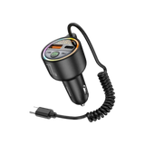 مرسل FM من Powero Plus مع كابل USB-C مدمج بقدرة 65W - أسود
