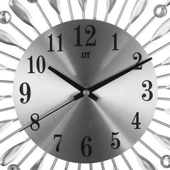 Modern Decorative Sunburst Wall Clock with Crystal Accents, Bold Numerals & Silent Quartz Sweep Movement