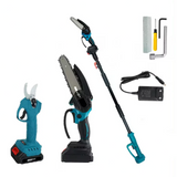 3-in-1 Portable Electric Cordless Pruning Shear & Chainsaw with Telescopic Pole & 2 Batteries