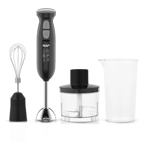 RAF 4-in-1 Hand Blender, Chopper, Whisk & Mixer with Dual Speed Control & 600ml Jar - 340W