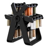 Rotating Spice Rack Organizer with 18 Glass Jars