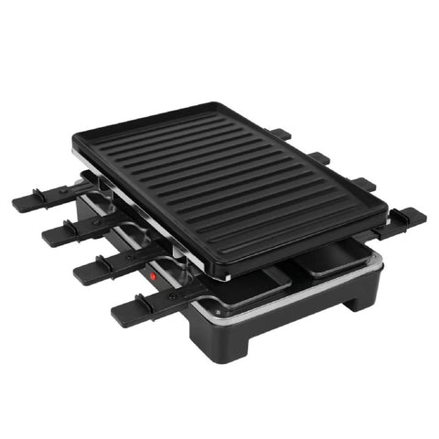 SOKANY Raclette Table Grill with 8 Non-Stick Individual Pans for Grilling Meat, Vegetables & Cheese Melting - 1600W