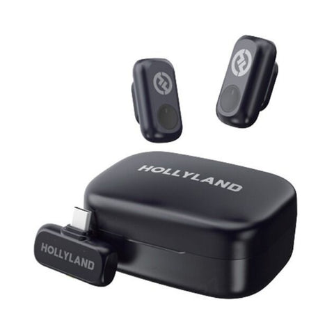 نظام الميكروفون اللاسلكي Hollyland LARK A1 Duo لشخصين مع موصل USB-C للأجهزة المحمولة - رمادي فلكي