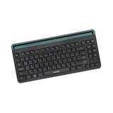 لوحة المفاتيح اللاسلكية المريحة Powero Plus بوضعين للتوصيل مع حامل للهاتف واللوحي - أسود