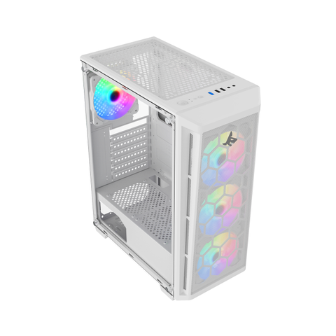 تجميعة كمبيوتر ألعاب قيمنق باللون الأبيض (Intel Core i5-13400F, RTX 5050 8GB) – رام 16 جيجابايت DDR5، هارد 1 تيرا بايت SSD، مع نظام Windows 11 Pro