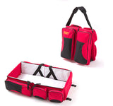 Portable 3-in-1 Baby Essentials Bag, Travel Bed & Changing Station Red
