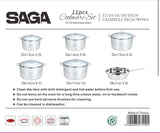 Saga H1711 Stainless Steel Cookware Set - 11 Pcs, High-Quality 18/10 Stainless Steel