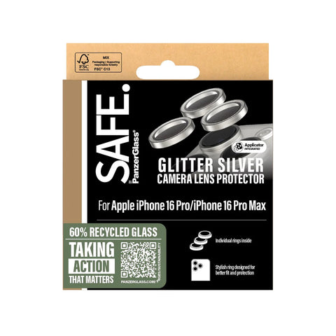 PanzerGlass® SAFE95893, Camera Lens Protector Glitter Silver iPhone 16 Pro | 16 Pro Max