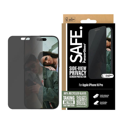 PanzerGlassĀ® SAFEP95876, Privacy Screen Protector iPhone 16 Pro | Ultra-Wide Fit