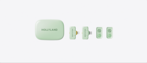 Hollyland LARK A1 Combo 2-Person Wireless Microphone System with USB-C and Lightning Connectors – Mint Green