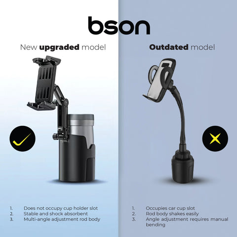BSON Cup Phone Holder - 2-in-1 with Adjustable Extender & Strong Clip