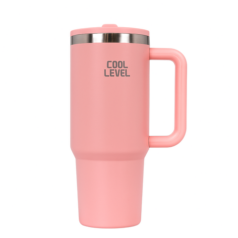 Cool Level, Steel Mug With External Straw, 900ml