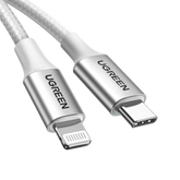 UGREEN 70525 USB-C to Lightning Cable Braided 2m (Silver) US304