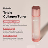 Medicube Triple Collagen Toner - Hydrolyzed, Atelo, & Soluble Collagen for Deep Hydration & Plump Skin - Fast-Absorbing Formula for All-Day Suppleness, Korean Skincare