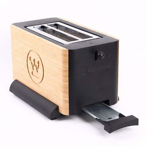 Westinghouse Bamboo Toaster with Extra-Long Slots & Adjustable Browning Control - 1400W