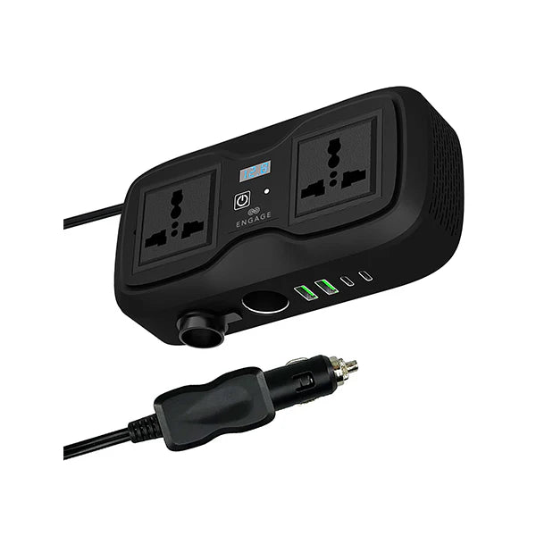 Engage, Portable Car Inverter with Dual AC Sockets and 4 Ports (200W)
