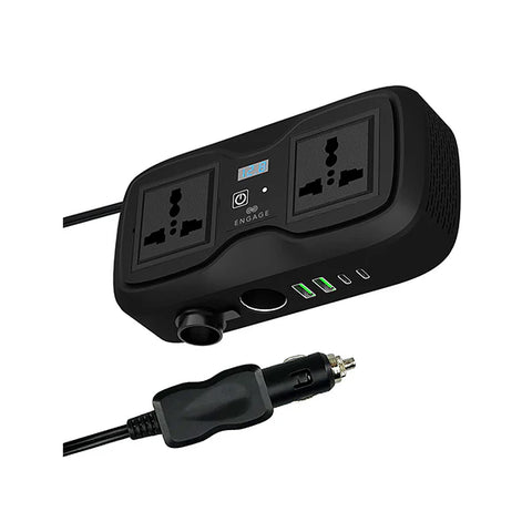 Engage, Portable Car Inverter with Dual AC Sockets and 4 Ports (200W)
