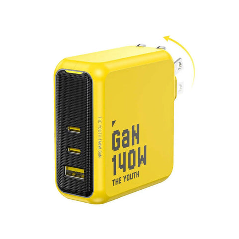 AOHI The Youth 140W GaN 3-Port PD3.1 Fast Charger USB-C USB-A Black Yellow