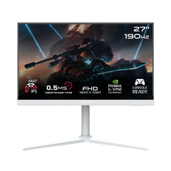 شاشة ألعاب GAMEON GOA27FHD190IPS Artic Pro Series مقاس 27 بوصة، بدقة FHD، ومعدل تحديث 190 هرتز، ووقت استجابة 0.5 مللي ثانية، وتقنية IPS سريعة - بيضاء