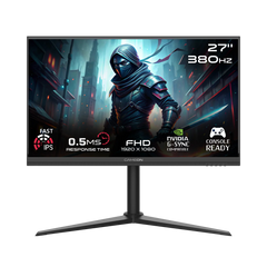 شاشة ألعاب GAMEON GOMP27FHD380IPS Midnight Pro Series مقاس 27 بوصة FHD، 380 هرتز، MPRT 0.5 مللي ثانية، HDMI 2.1، شاشة IPS سريعة - أسود
