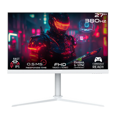 شاشة ألعاب GAMEON GOAP27FHD380IPS Artic Pro Series مقاس 27 بوصة بدقة FHD، ومعدل تحديث 380 هرتز، ووقت استجابة 0.5 مللي ثانية، ومنفذ HDMI 2.1، وشاشة IPS سريعة (تدعم PS5) - أبيض