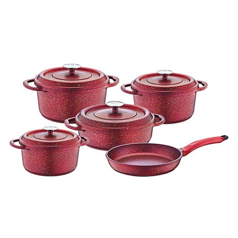 OMS Ocaliptus Granite Cookware Set - 9 pcs - Red