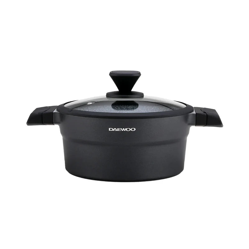 Daewoo Granite Casserole with Lid - 28 cm - Black