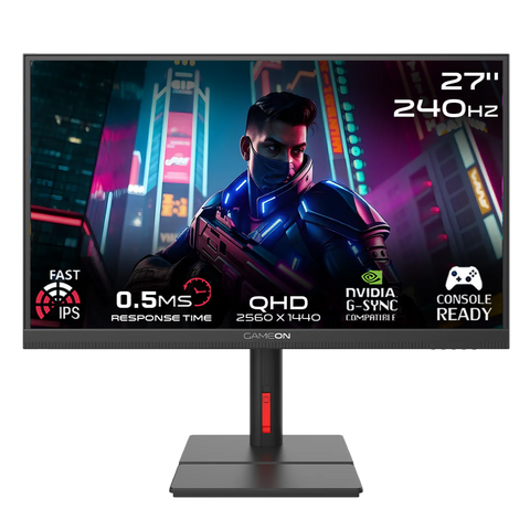 GAMEON GOML27QHD240IPS Midnight Signature Series 27" QHD, 240Hz, MPRT 0.5ms, HDMI 2.1, Fast IPS Mini LED Gaming Monitor - Black